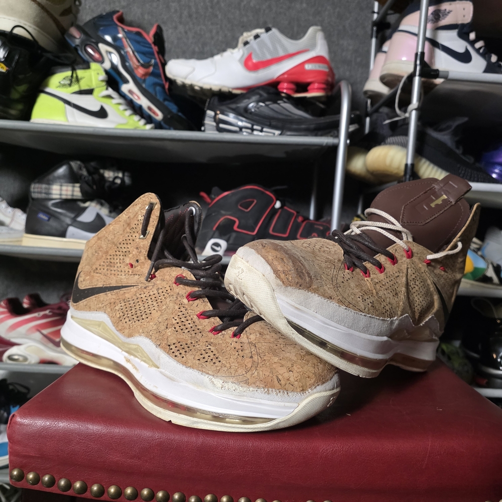 🔥 Nike Lebron X Cork Men's Brown Size 12 Basketball Shoes Fire!